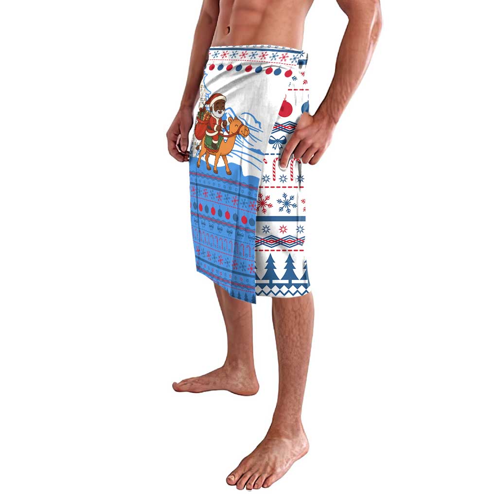 Somalia Christmas Lavalava with Santa on Camel Christmas Tree Ornaments Candy Canes and Snowflake - Wonder Print Shop