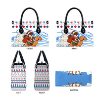 Somalia Christmas Leather Bag with Santa on Camel Christmas Tree Ornaments Candy Canes and Snowflake - Wonder Print Shop