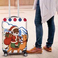 Somalia Christmas Luggage Cover with Santa on Camel Christmas Tree Ornaments Candy Canes and Snowflake - Wonder Print Shop