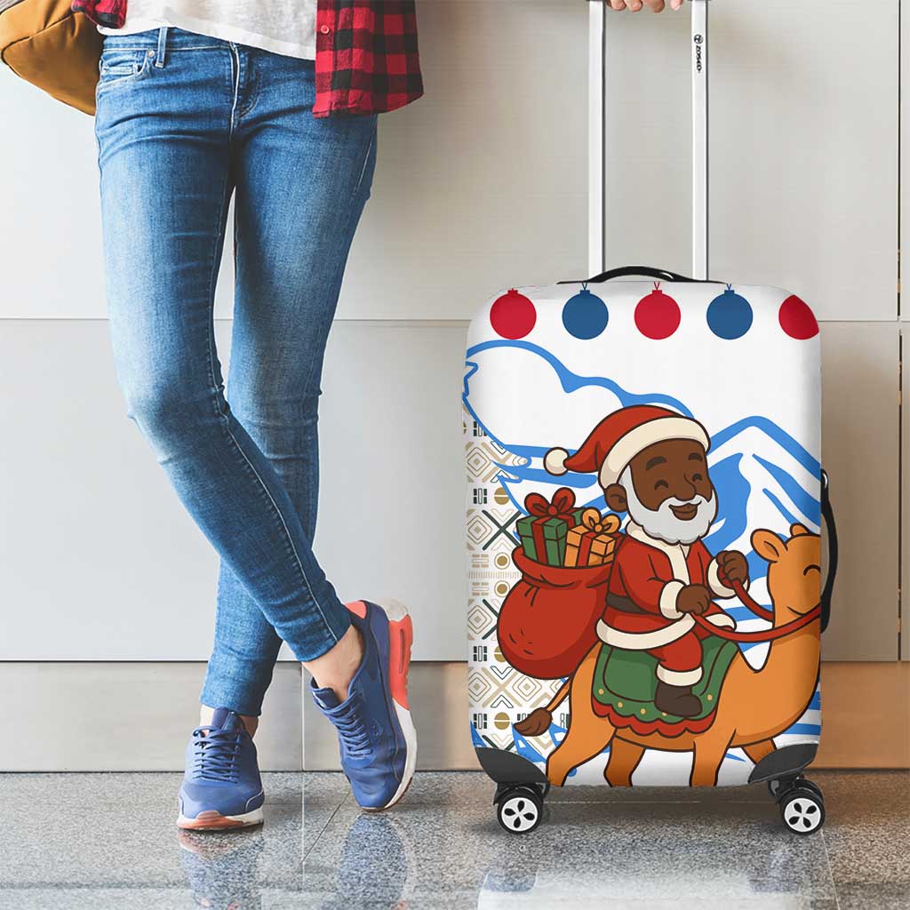 Somalia Christmas Luggage Cover with Santa on Camel Christmas Tree Ornaments Candy Canes and Snowflake - Wonder Print Shop