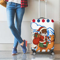 Somalia Christmas Luggage Cover with Santa on Camel Christmas Tree Ornaments Candy Canes and Snowflake - Wonder Print Shop