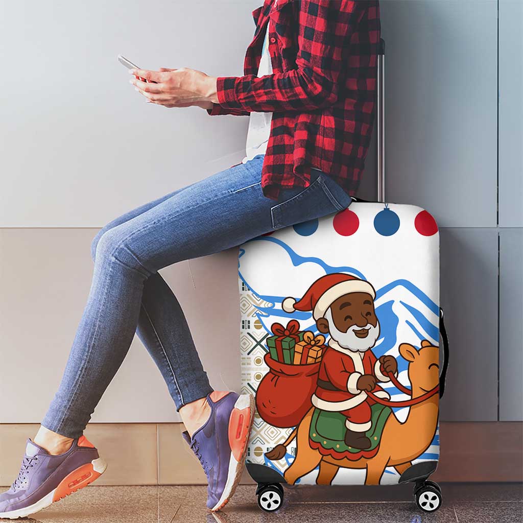 Somalia Christmas Luggage Cover with Santa on Camel Christmas Tree Ornaments Candy Canes and Snowflake - Wonder Print Shop