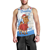 Somalia Christmas Men Tank Top with Santa on Camel Christmas Tree Ornaments Candy Canes and Snowflake - Wonder Print Shop