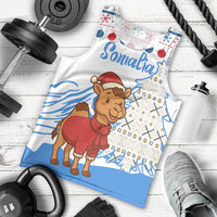 Somalia Christmas Men Tank Top with Santa on Camel Christmas Tree Ornaments Candy Canes and Snowflake - Wonder Print Shop
