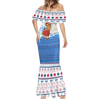 Somalia Christmas Mermaid Dress with Santa on Camel Christmas Tree Ornaments Candy Canes and Snowflake - Wonder Print Shop