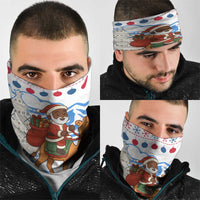 Somalia Christmas Neck Gaiter with Santa on Camel Christmas Tree Ornaments Candy Canes and Snowflake - Wonder Print Shop
