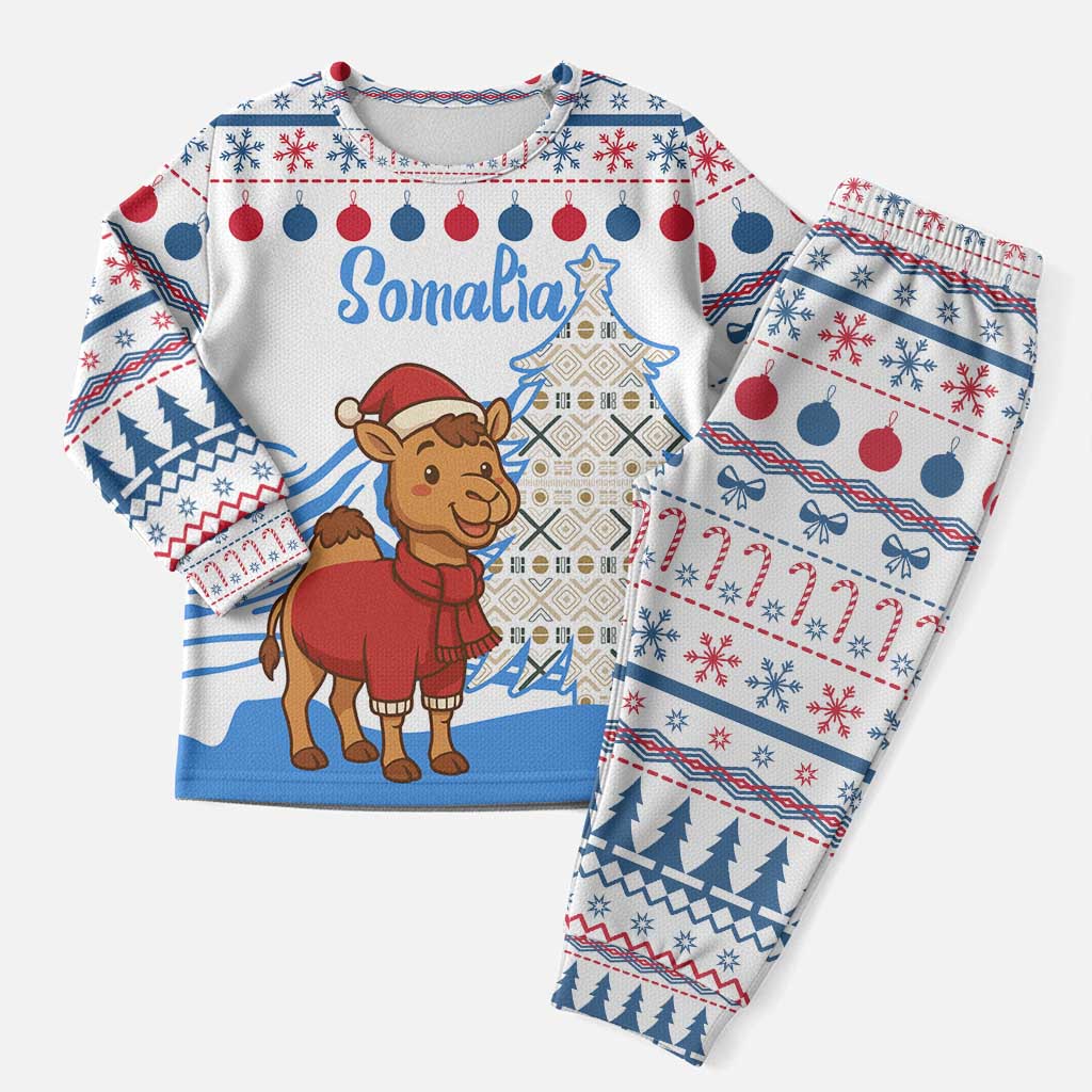 Somalia Christmas Pajama Set with Santa on Camel Christmas Tree Ornaments Candy Canes and Snowflake - Wonder Print Shop