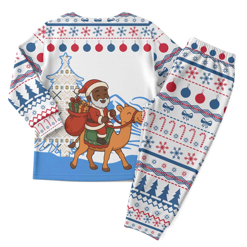 Somalia Christmas Pajama Set with Santa on Camel Christmas Tree Ornaments Candy Canes and Snowflake - Wonder Print Shop