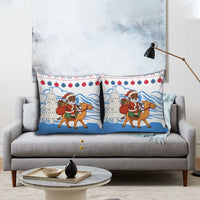Somalia Christmas Pillow Cover with Santa on Camel Christmas Tree Ornaments Candy Canes and Snowflake - Wonder Print Shop