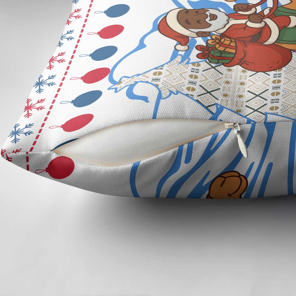 Somalia Christmas Pillow Cover with Santa on Camel Christmas Tree Ornaments Candy Canes and Snowflake - Wonder Print Shop