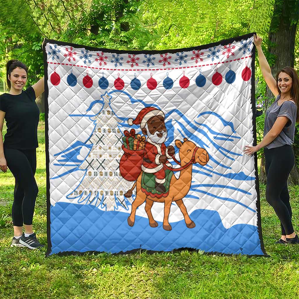 Somalia Christmas Quilt with Santa on Camel Christmas Tree Ornaments Candy Canes and Snowflake - Wonder Print Shop