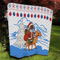 Somalia Christmas Quilt with Santa on Camel Christmas Tree Ornaments Candy Canes and Snowflake - Wonder Print Shop