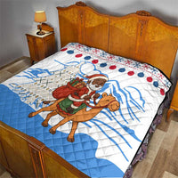 Somalia Christmas Quilt with Santa on Camel Christmas Tree Ornaments Candy Canes and Snowflake - Wonder Print Shop