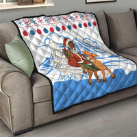 Somalia Christmas Quilt with Santa on Camel Christmas Tree Ornaments Candy Canes and Snowflake - Wonder Print Shop