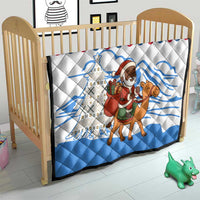 Somalia Christmas Quilt with Santa on Camel Christmas Tree Ornaments Candy Canes and Snowflake - Wonder Print Shop