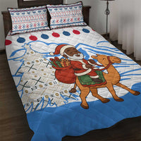 Somalia Christmas Quilt Bed Set with Santa on Camel Christmas Tree Ornaments Candy Canes and Snowflake - Wonder Print Shop