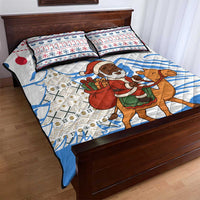 Somalia Christmas Quilt Bed Set with Santa on Camel Christmas Tree Ornaments Candy Canes and Snowflake - Wonder Print Shop