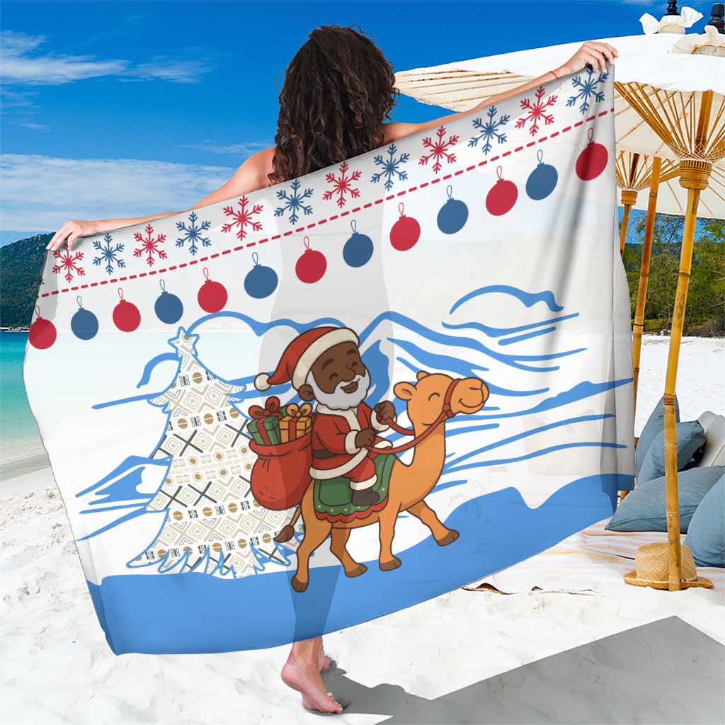 Somalia Christmas Sarong with Santa on Camel Christmas Tree Ornaments Candy Canes and Snowflake - Wonder Print Shop