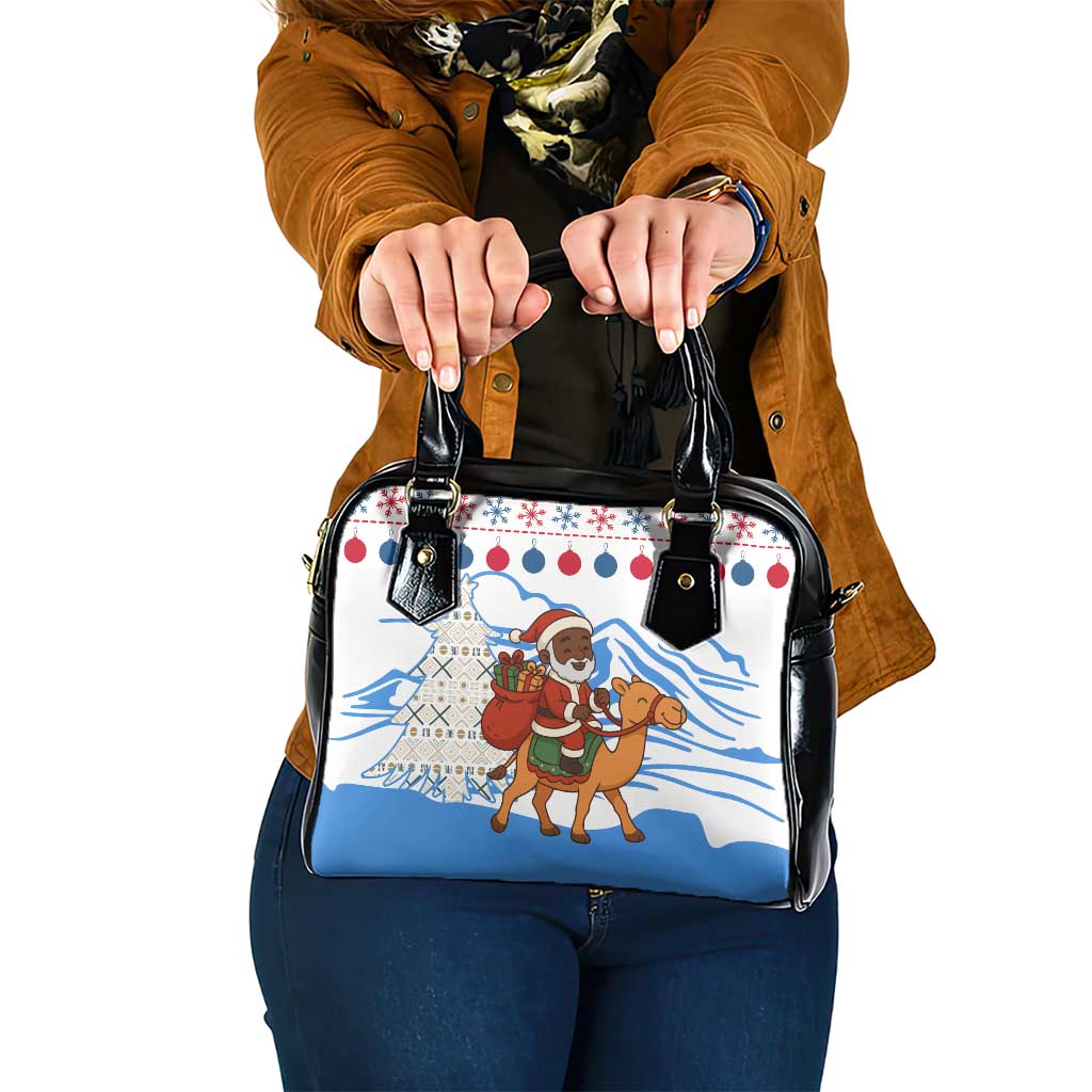 Somalia Christmas Shoulder Handbag with Santa on Camel Christmas Tree Ornaments Candy Canes and Snowflake - Wonder Print Shop