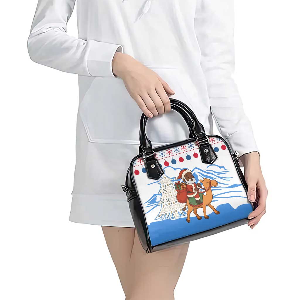 Somalia Christmas Shoulder Handbag with Santa on Camel Christmas Tree Ornaments Candy Canes and Snowflake - Wonder Print Shop