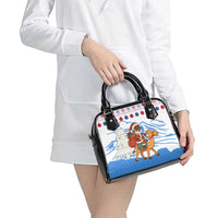 Somalia Christmas Shoulder Handbag with Santa on Camel Christmas Tree Ornaments Candy Canes and Snowflake - Wonder Print Shop