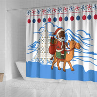 Somalia Christmas Shower Curtain with Santa on Camel Christmas Tree Ornaments Candy Canes and Snowflake - Wonder Print Shop