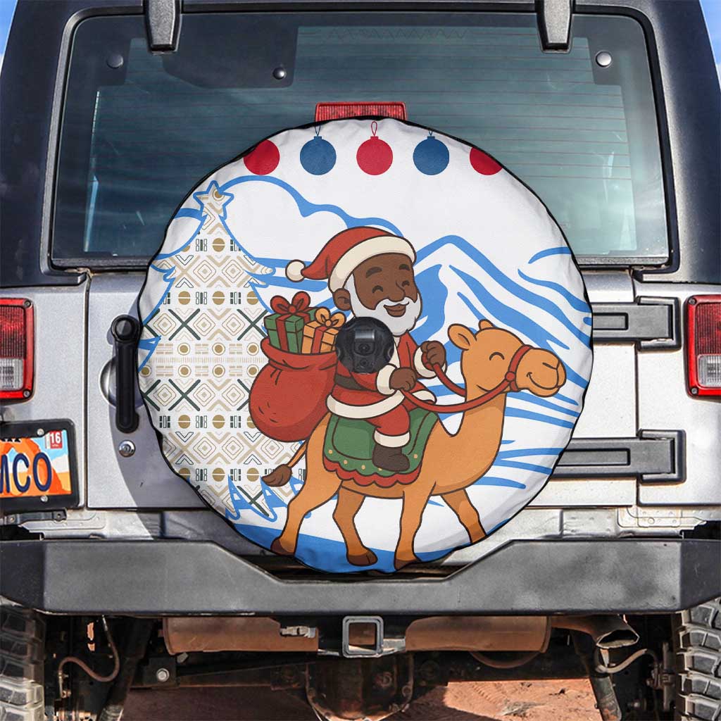 Somalia Christmas Spare Tire Cover with Santa on Camel Christmas Tree Ornaments Candy Canes and Snowflake - Wonder Print Shop