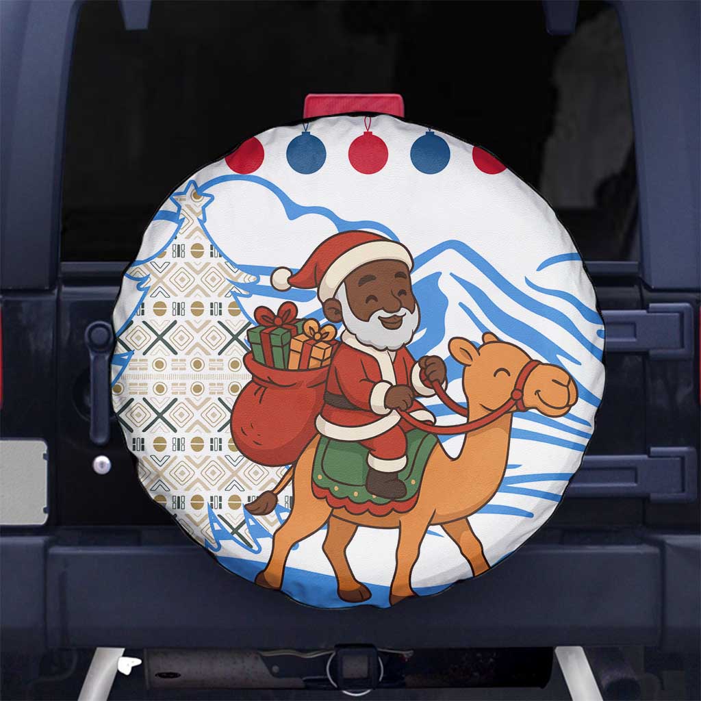 Somalia Christmas Spare Tire Cover with Santa on Camel Christmas Tree Ornaments Candy Canes and Snowflake - Wonder Print Shop