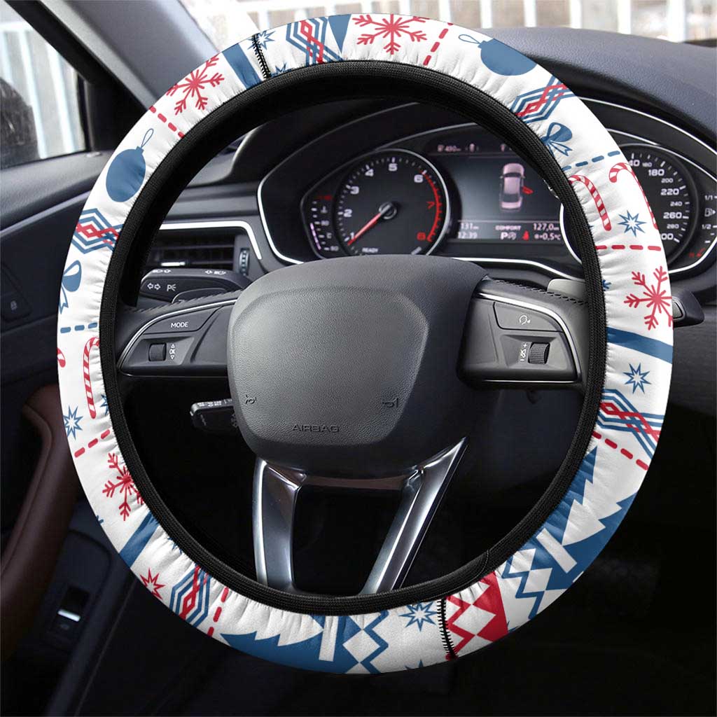 Somalia Christmas Steering Wheel Cover with Santa on Camel Christmas Tree Ornaments Candy Canes and Snowflake - Wonder Print Shop