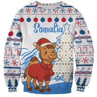 Somalia Christmas Sweatshirt with Santa on Camel Christmas Tree Ornaments Candy Canes and Snowflake - Wonder Print Shop