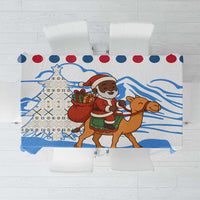 Somalia Christmas Tablecloth with Santa on Camel Christmas Tree Ornaments Candy Canes and Snowflake - Wonder Print Shop