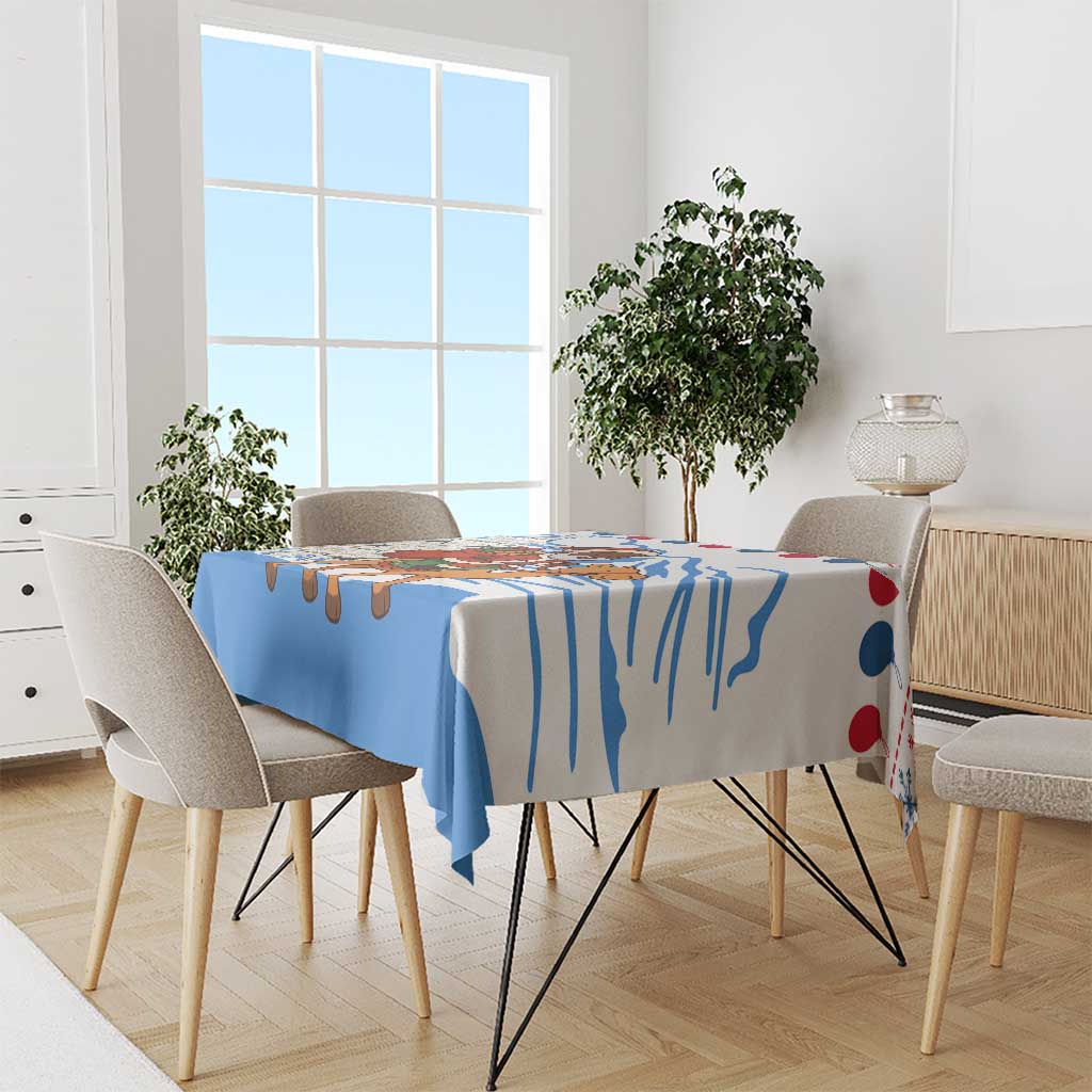 Somalia Christmas Tablecloth with Santa on Camel Christmas Tree Ornaments Candy Canes and Snowflake - Wonder Print Shop