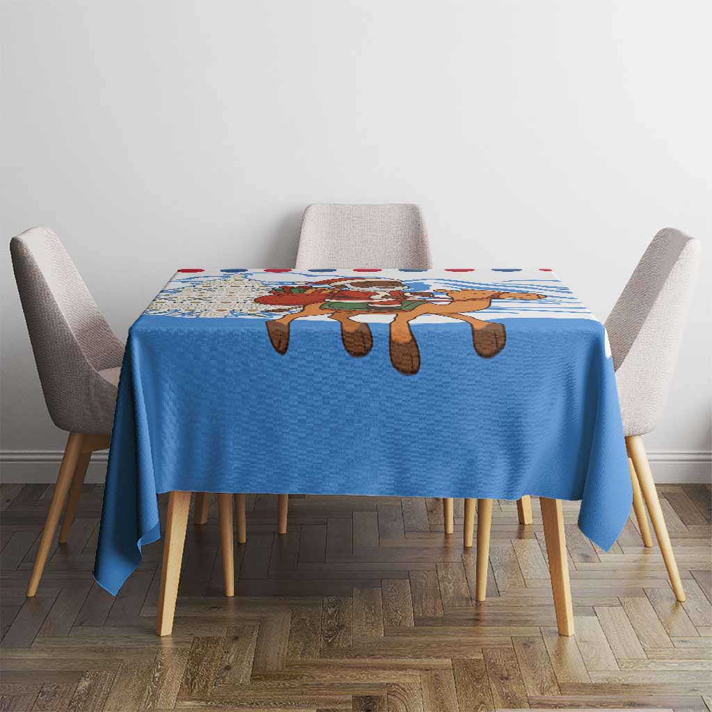 Somalia Christmas Tablecloth with Santa on Camel Christmas Tree Ornaments Candy Canes and Snowflake - Wonder Print Shop