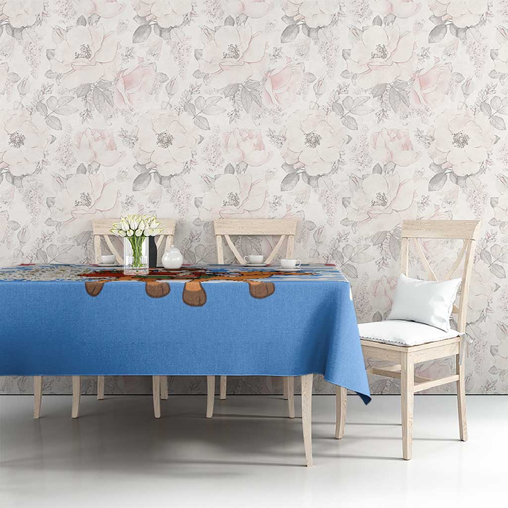 Somalia Christmas Tablecloth with Santa on Camel Christmas Tree Ornaments Candy Canes and Snowflake - Wonder Print Shop