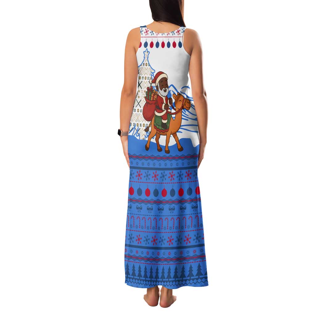Somalia Christmas Tank Maxi Dress with Santa on Camel Christmas Tree Ornaments Candy Canes and Snowflake - Wonder Print Shop
