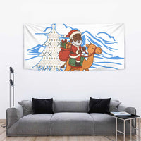 Somalia Christmas Tapestry with Santa on Camel Christmas Tree Ornaments Candy Canes and Snowflake - Wonder Print Shop
