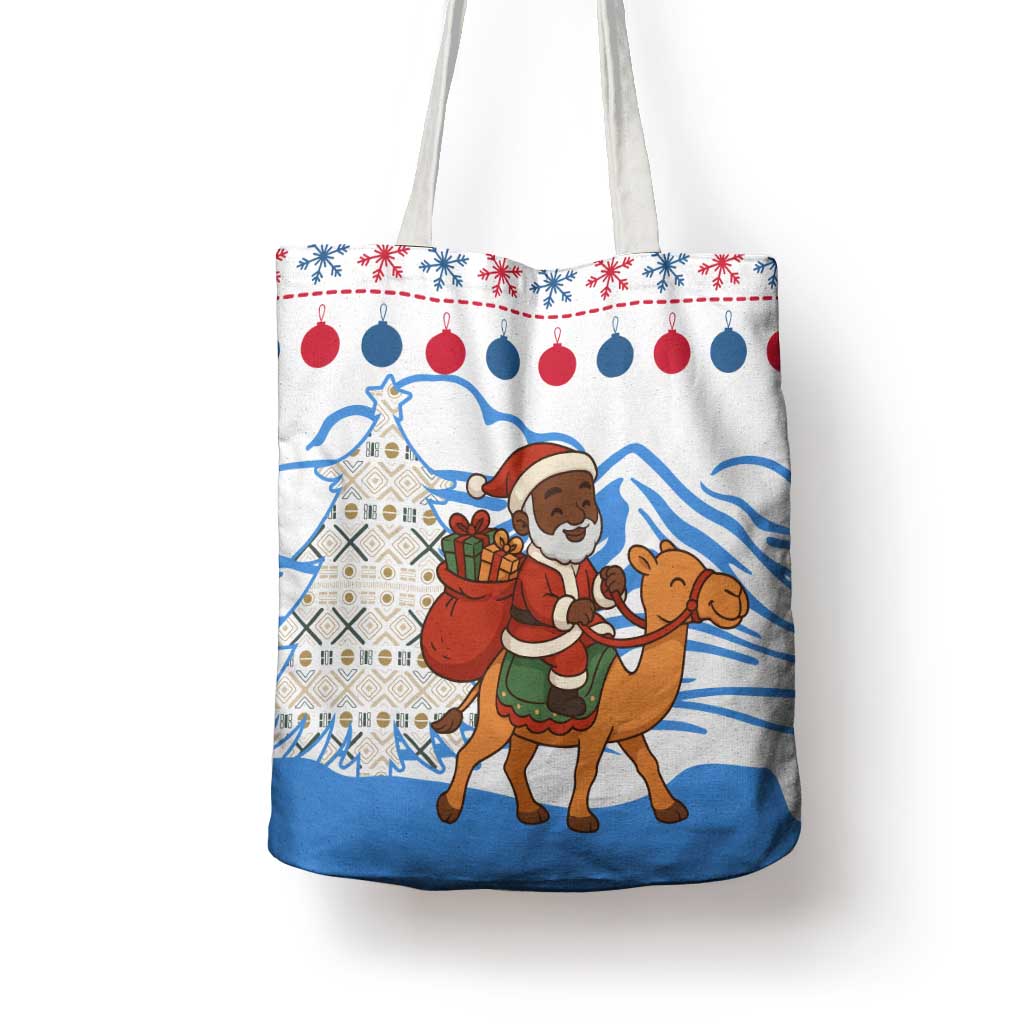 Somalia Christmas Tote Bag with Santa on Camel Christmas Tree Ornaments Candy Canes and Snowflake - Wonder Print Shop
