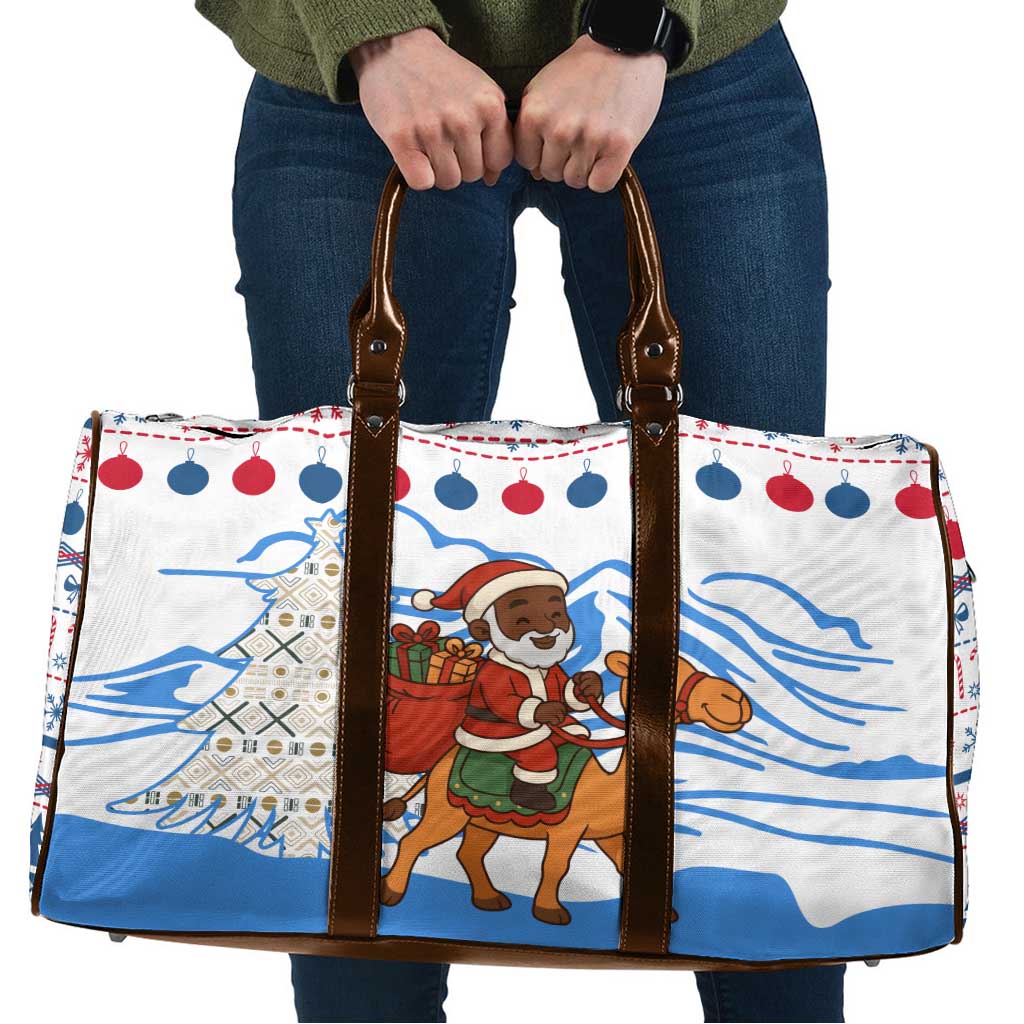Somalia Christmas Travel Bag with Santa on Camel Christmas Tree Ornaments Candy Canes and Snowflake - Wonder Print Shop