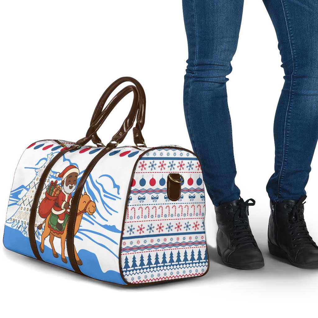 Somalia Christmas Travel Bag with Santa on Camel Christmas Tree Ornaments Candy Canes and Snowflake - Wonder Print Shop