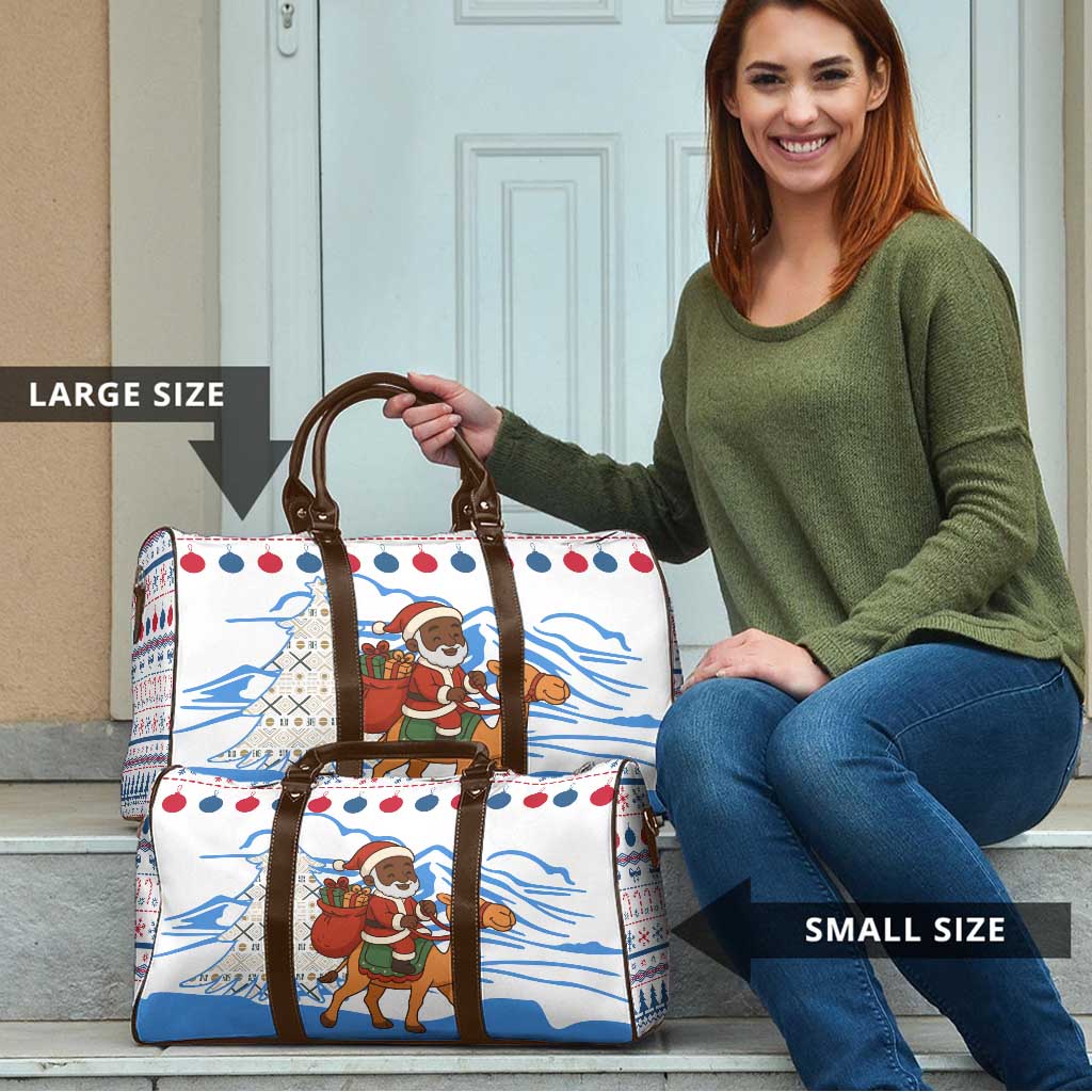 Somalia Christmas Travel Bag with Santa on Camel Christmas Tree Ornaments Candy Canes and Snowflake - Wonder Print Shop