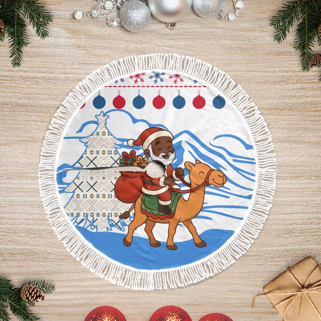 Somalia Christmas Tree Skirt with Santa on Camel Christmas Tree Ornaments Candy Canes and Snowflake - Wonder Print Shop