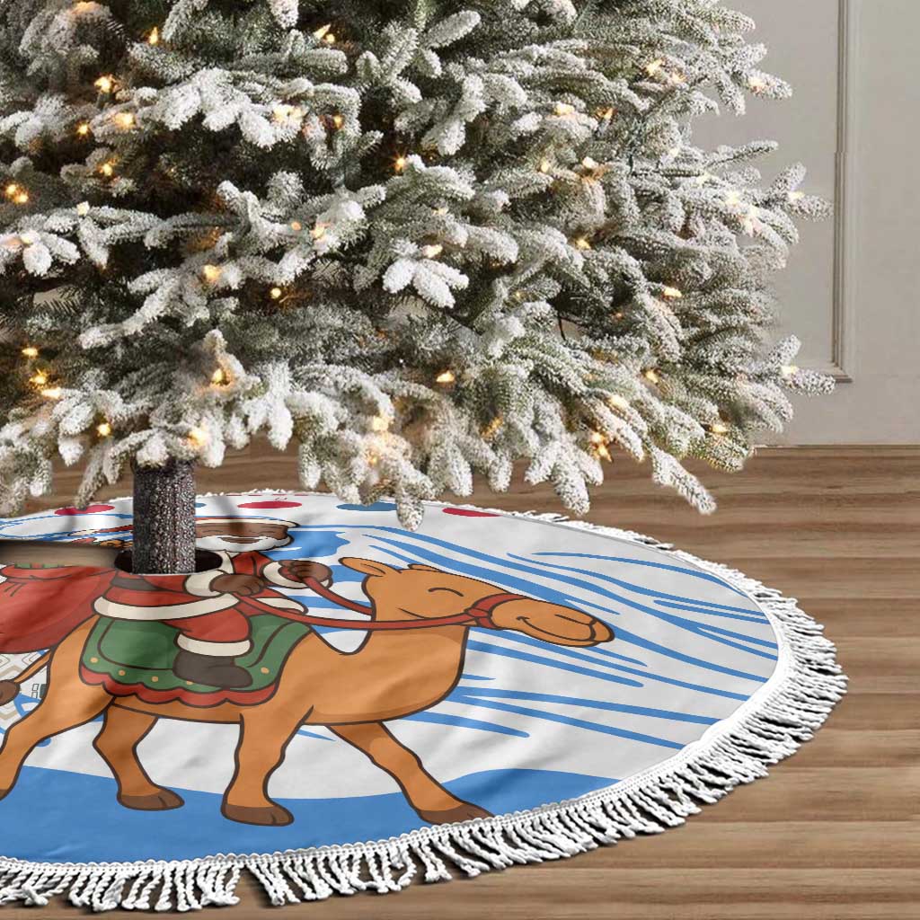 Somalia Christmas Tree Skirt with Santa on Camel Christmas Tree Ornaments Candy Canes and Snowflake - Wonder Print Shop