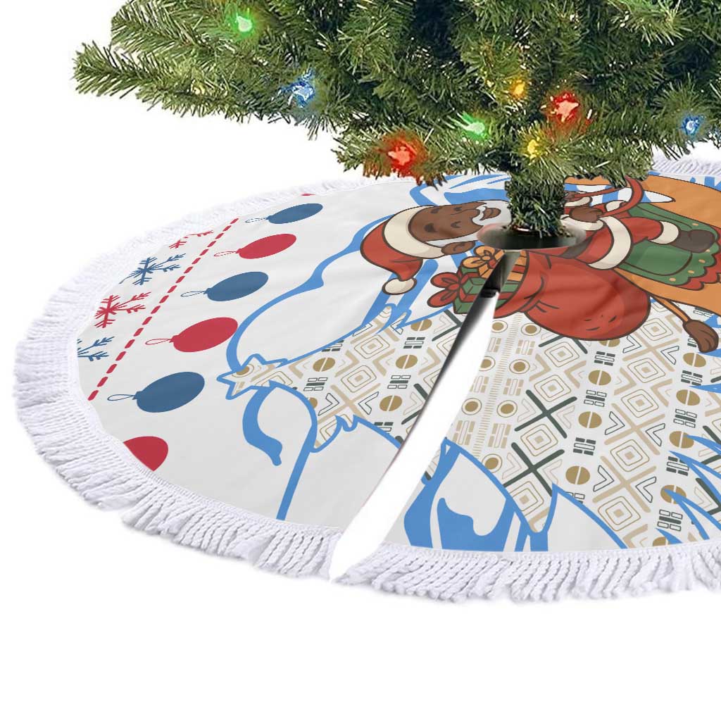 Somalia Christmas Tree Skirt with Santa on Camel Christmas Tree Ornaments Candy Canes and Snowflake - Wonder Print Shop