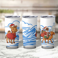 Somalia Christmas Tumbler Cup with Santa on Camel Christmas Tree Ornaments Candy Canes and Snowflake - Wonder Print Shop