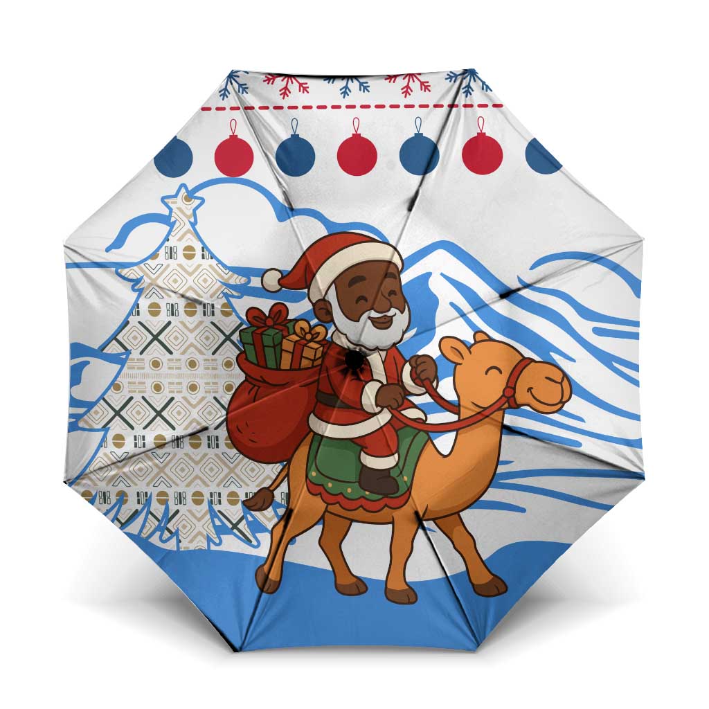 Somalia Christmas Umbrella with Santa on Camel Christmas Tree Ornaments Candy Canes and Snowflake - Wonder Print Shop