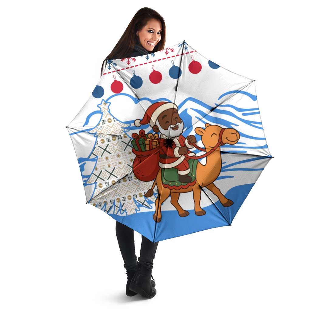 Somalia Christmas Umbrella with Santa on Camel Christmas Tree Ornaments Candy Canes and Snowflake - Wonder Print Shop