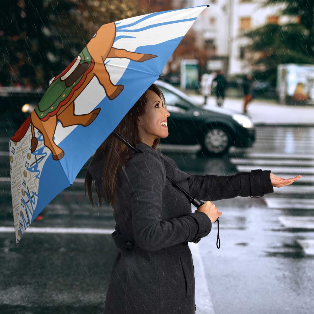 Somalia Christmas Umbrella with Santa on Camel Christmas Tree Ornaments Candy Canes and Snowflake - Wonder Print Shop