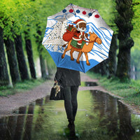 Somalia Christmas Umbrella with Santa on Camel Christmas Tree Ornaments Candy Canes and Snowflake - Wonder Print Shop