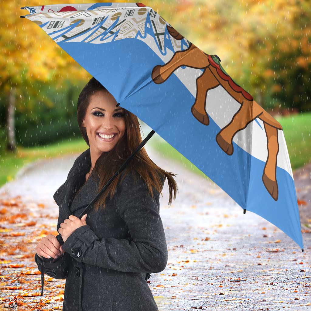 Somalia Christmas Umbrella with Santa on Camel Christmas Tree Ornaments Candy Canes and Snowflake - Wonder Print Shop