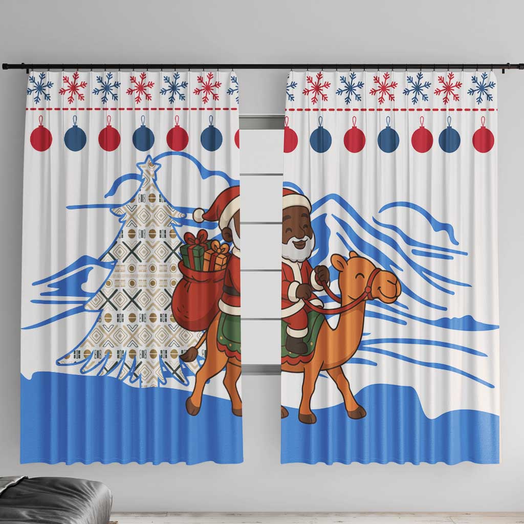 Somalia Christmas Window Curtain with Santa on Camel Christmas Tree Ornaments Candy Canes and Snowflake - Wonder Print Shop